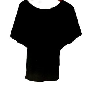 Tracy M. black sweater short sleeve ribbed size small date night, work, layering